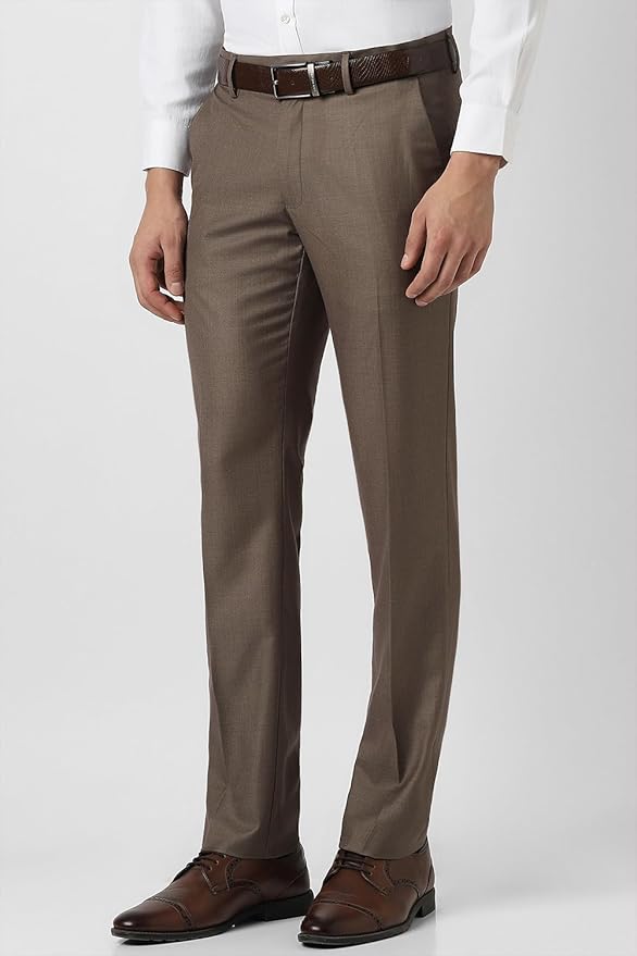 Van Heusen Men’s Fashion Formal Mid Rise Slim Fit Premium Formal Trousers | Superior Comfort | Auto-Flex Waist Band | Soft Touch