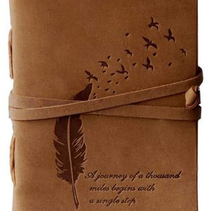 CAVALO - Be Unique Leather Diary Embossed With Leaf of Tree & a Quote Antique Handmade Leather Bound Diary cum Notepad for Men and Women Plain Paper of 5×7 Inch Size 240 Pages Perfect for Travel Diary