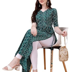 Womens Bandhani Naira Cut Kurta with Latkan, Naira Cut Kurta for Womens and Girls